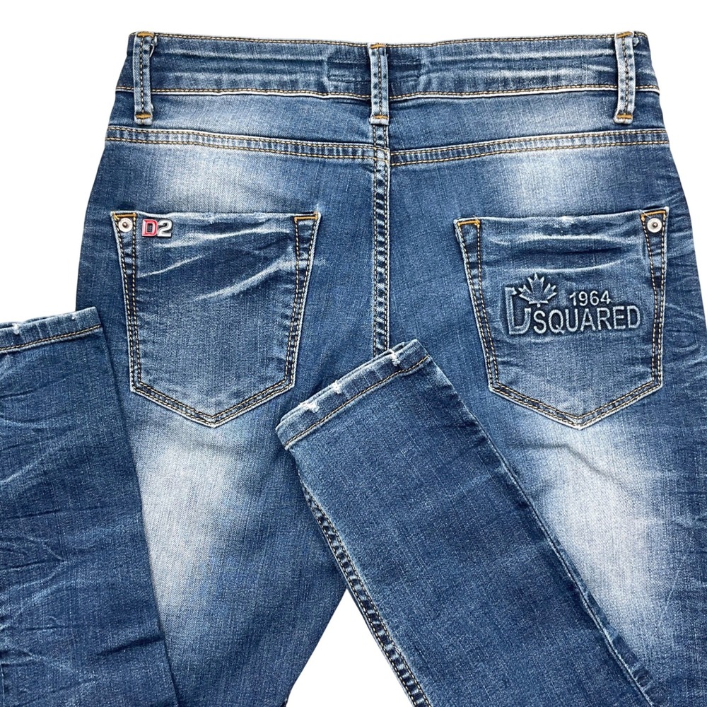 Dsquared2 Jeans Women 26 Blue Destroy Distress Y2K‎ Denim Blue Button Fly Italy